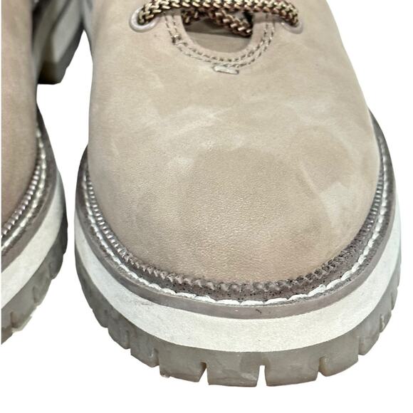 Toms Frankie boot above ankle lace up suede size 7 pull tan luge gum sole - Picture 8 of 10